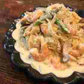 海老のクリーム卵パスタ