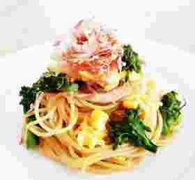 菜の花と卵の和風パスタ