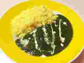 チーズをトッピングしたほうれん草カレー