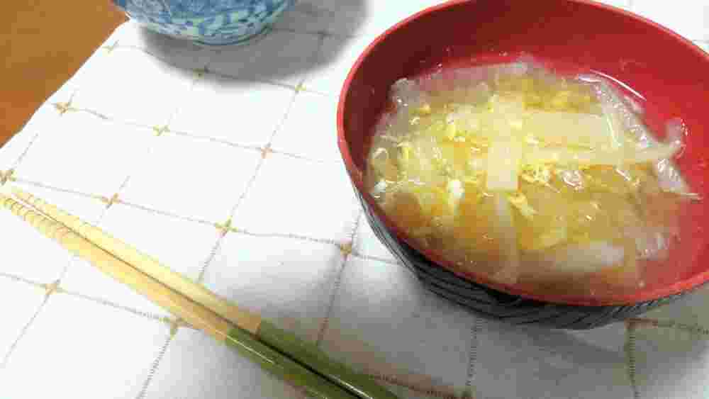 野菜たっぷりめんつゆ卵スープのレシピ