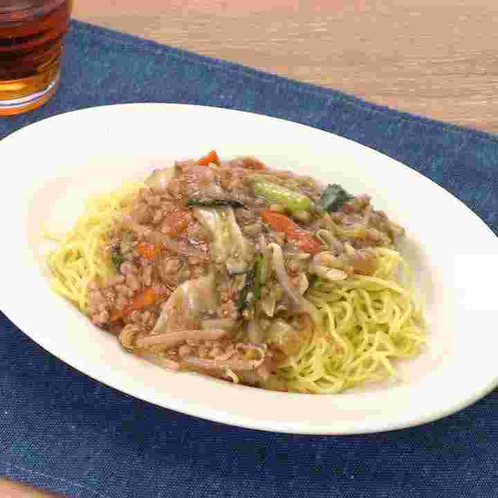 豚ひき肉のあんかけ焼きそば