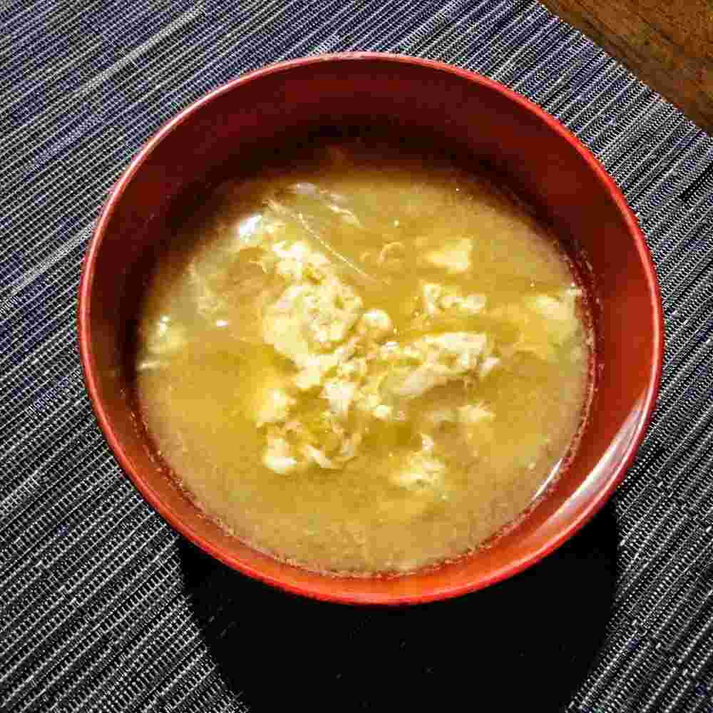 もやしの溶き卵味噌汁