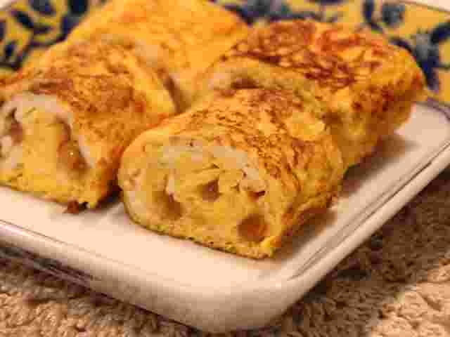 もろみ味噌を入れて巻いた玉子焼き