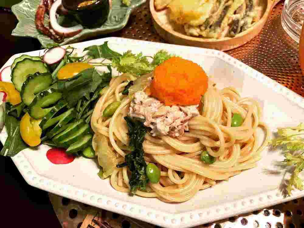 白菜とツナの和風冷製パスタ