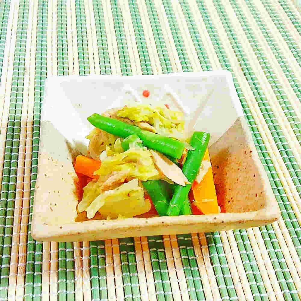 ツナと白菜と三度豆の煮物