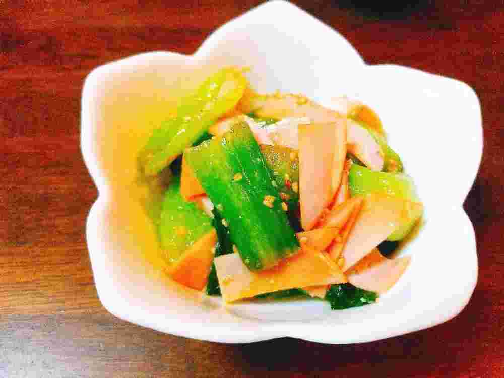 チンゲン菜とハムの中華風酢の物