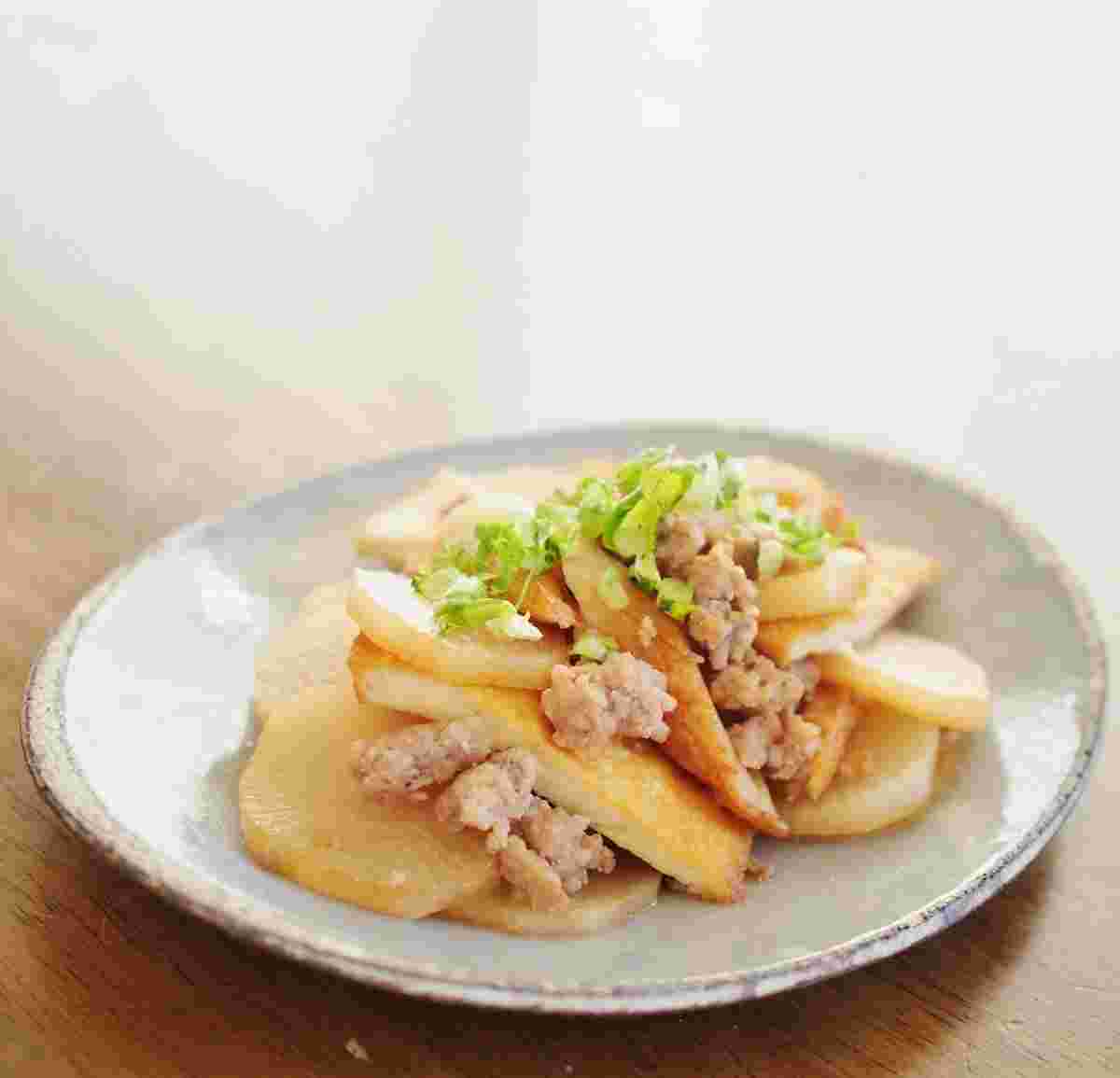大根とひき肉のフライパン煮