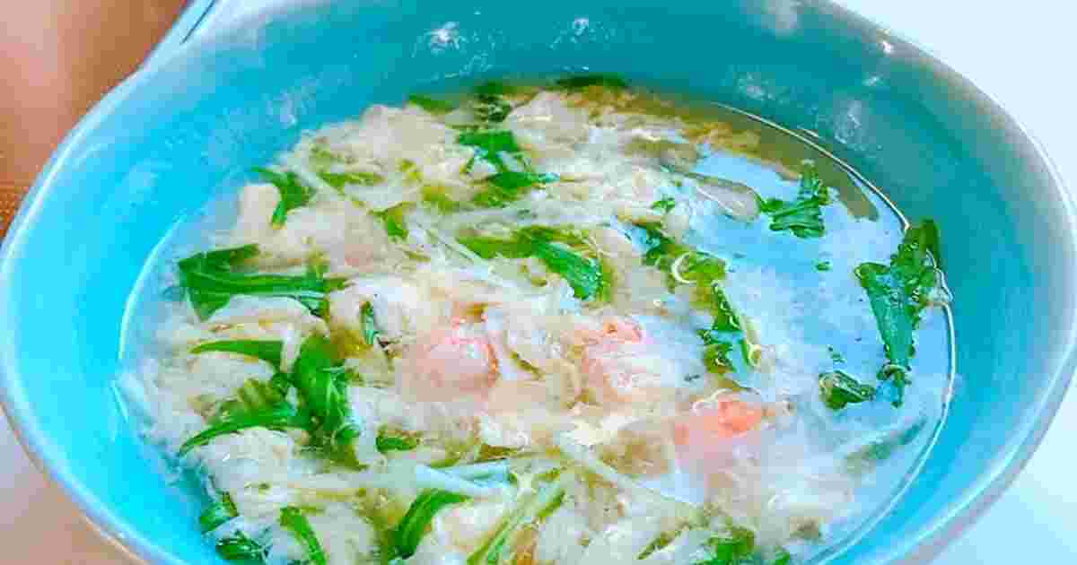 水菜と卵のふわふわ和風スープ