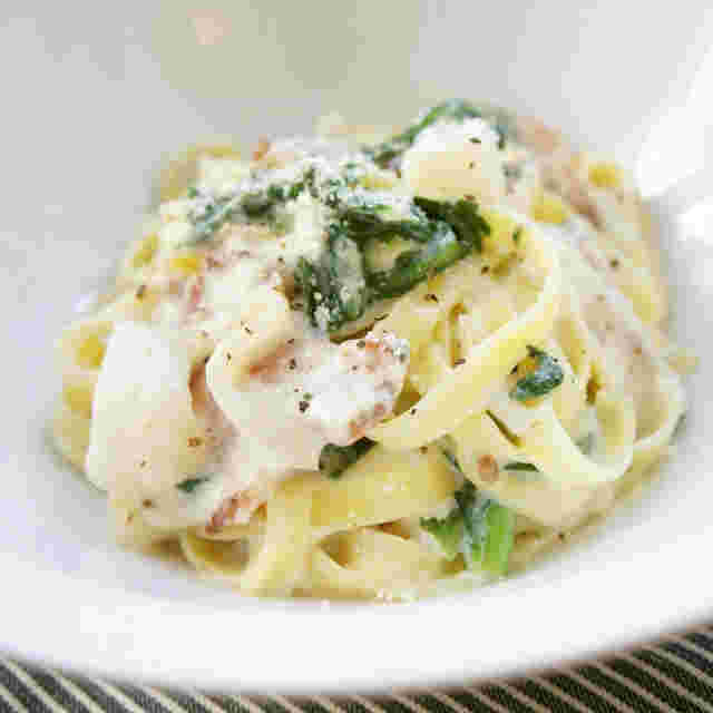 かぶとベーコンのクリームパスタ