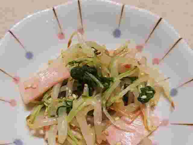 もやしとハムのポン酢和え
