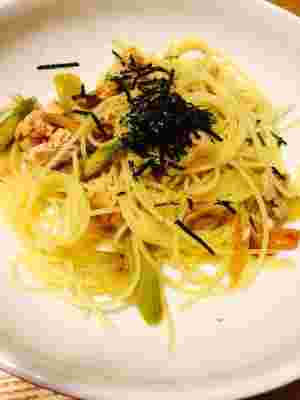 鮭とアスパラの和風パスタ