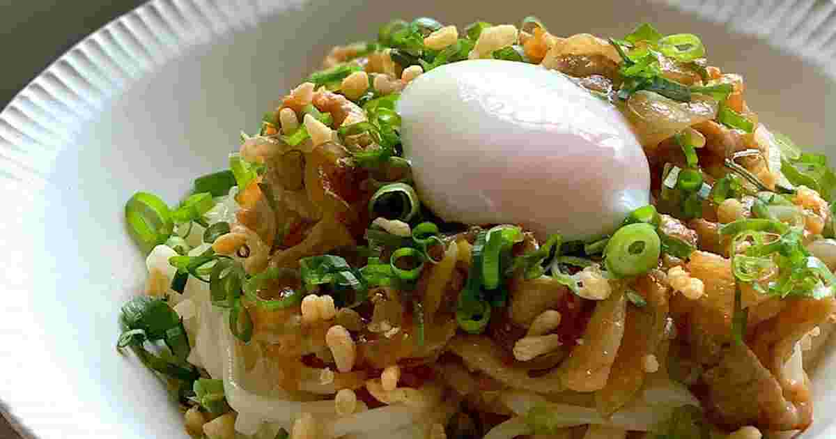 豚肉と玉ねぎの甘辛冷やしぶっかけうどん