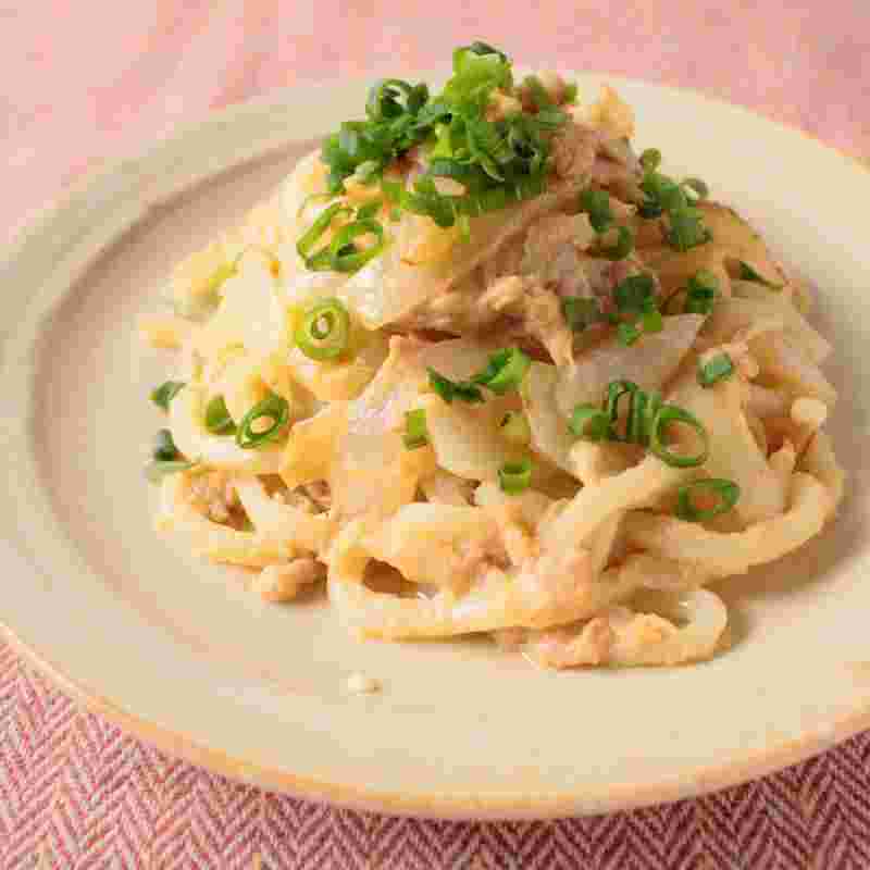 玉ねぎとツナのみそマヨうどん