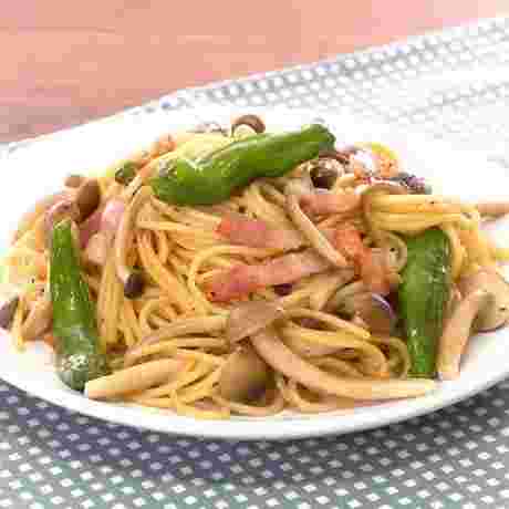 ししとうとベーコンの和風パスタ