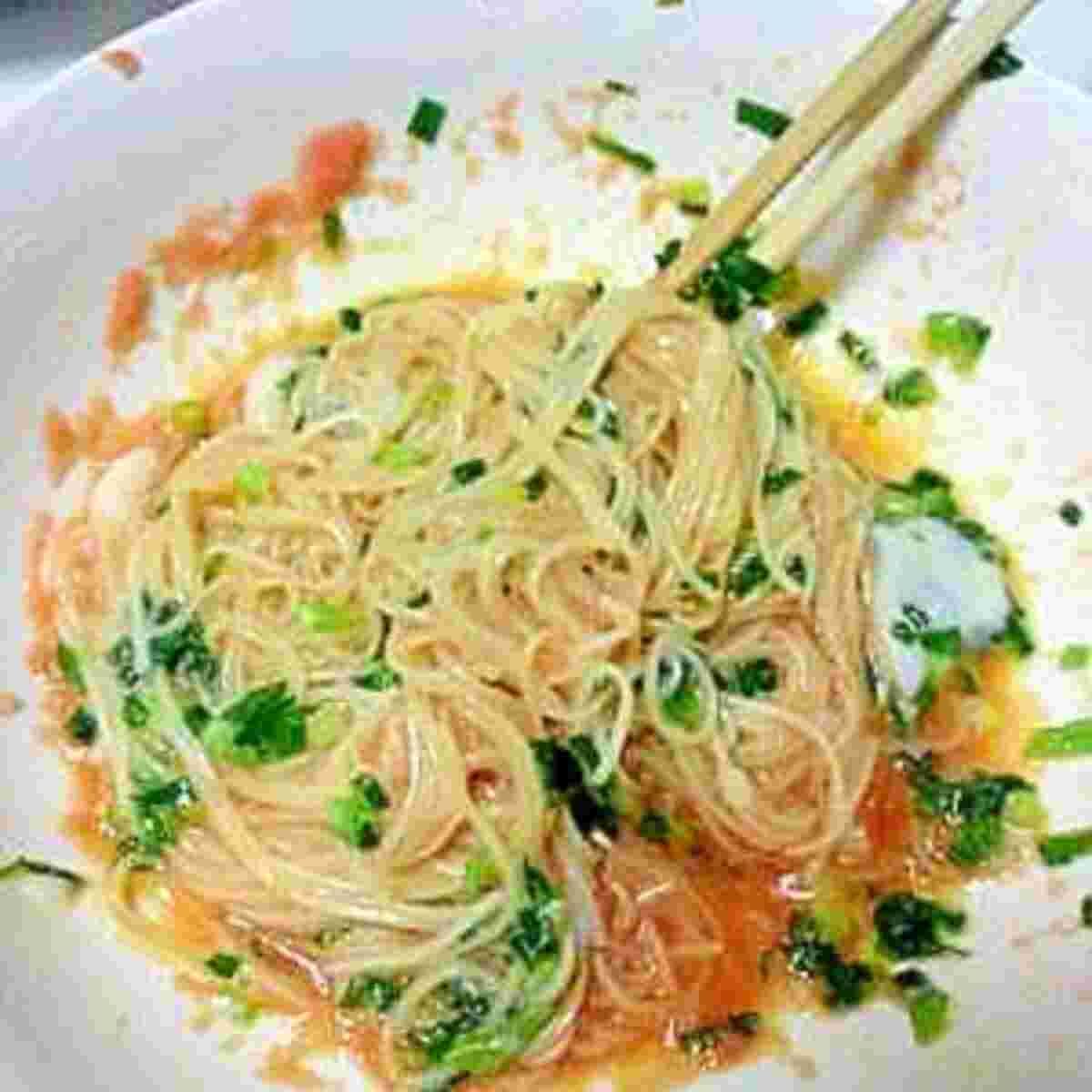 明太子と温泉卵のあつあつ明太釜玉そうめん