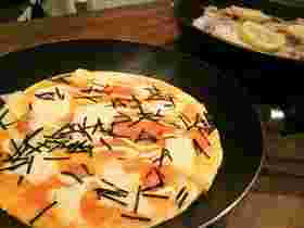 明太チーズ餅のオープンオムレツ