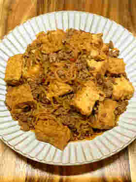 厚揚げとひき肉としらたきのきんぴら炒め煮