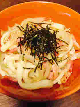 白だしのベーコン焼きうどん