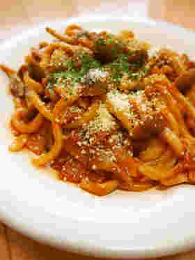 ナポリタン風ベーコン焼きうどん