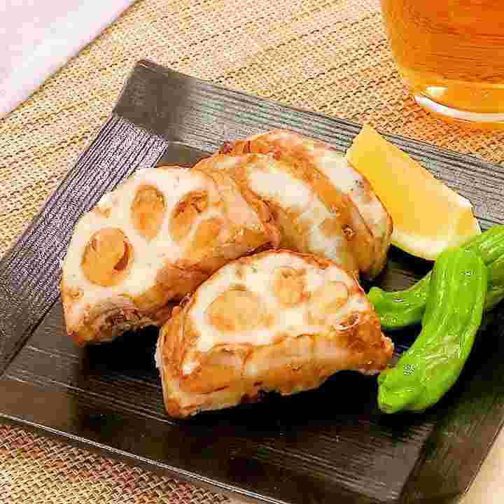 鶏ひき肉使用れんこんのおからはさみ揚げ