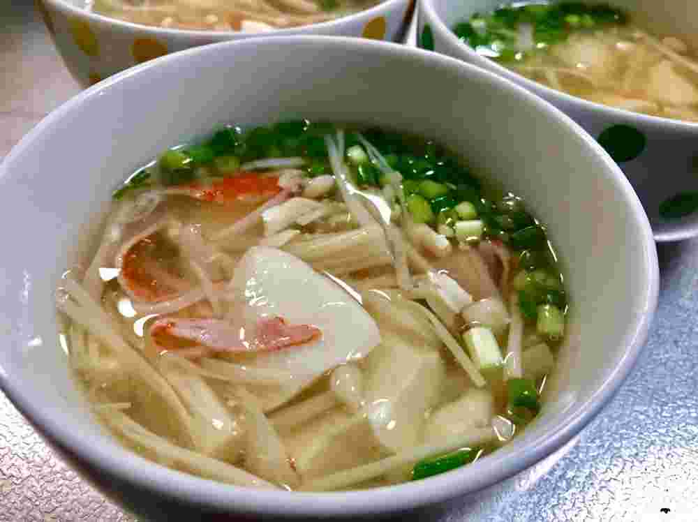 カニカマえのき豆腐のスープ