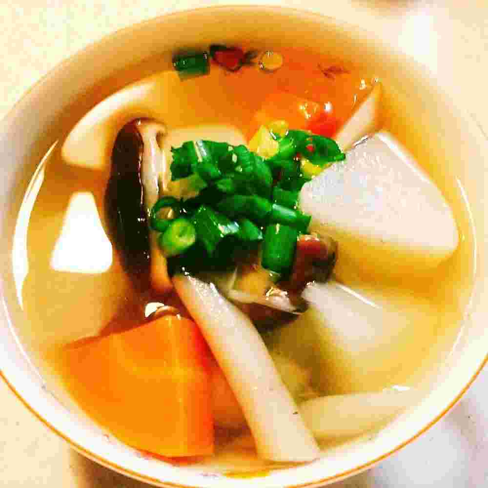 たっぷり根菜の和風しいたけスープ