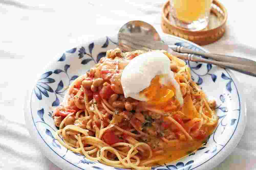 人気レシピで作る玉ねぎの入った納豆トマトクリームパスタ