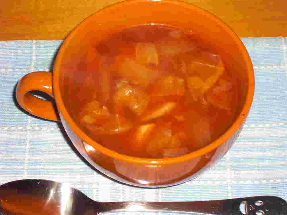 和風素材であったかキャベツ入りトマトスープ