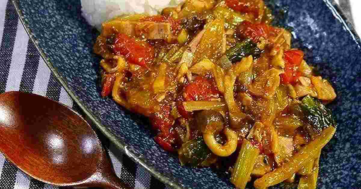 鯖缶の野菜煮ドライカレー風