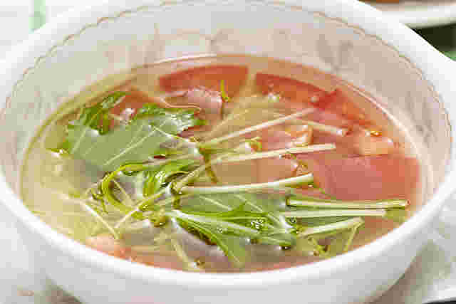 トマトと水菜のカンタンスープ
