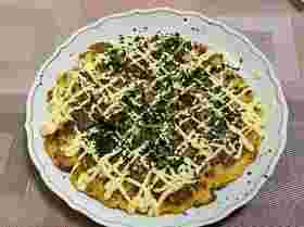 新玉ねぎとソーセージのお好み焼き