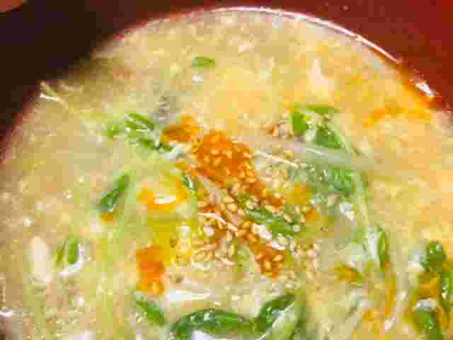 白菜とえのきと挽肉のサンラータンスープ