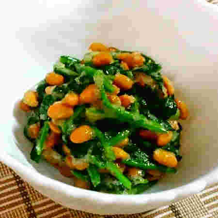ほうれん草の明太子納豆あえ