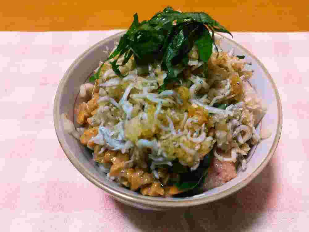 納豆しらすの明太子丼