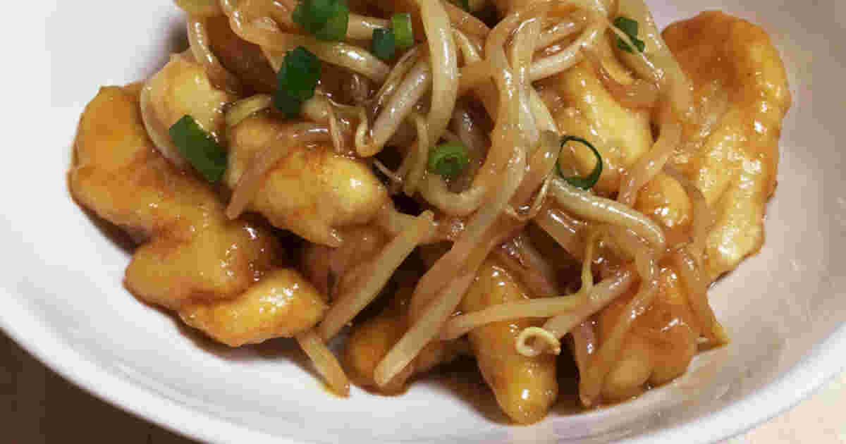 鶏ささみともやしの甘酢炒め
