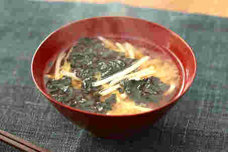 もやしとのりの味噌汁