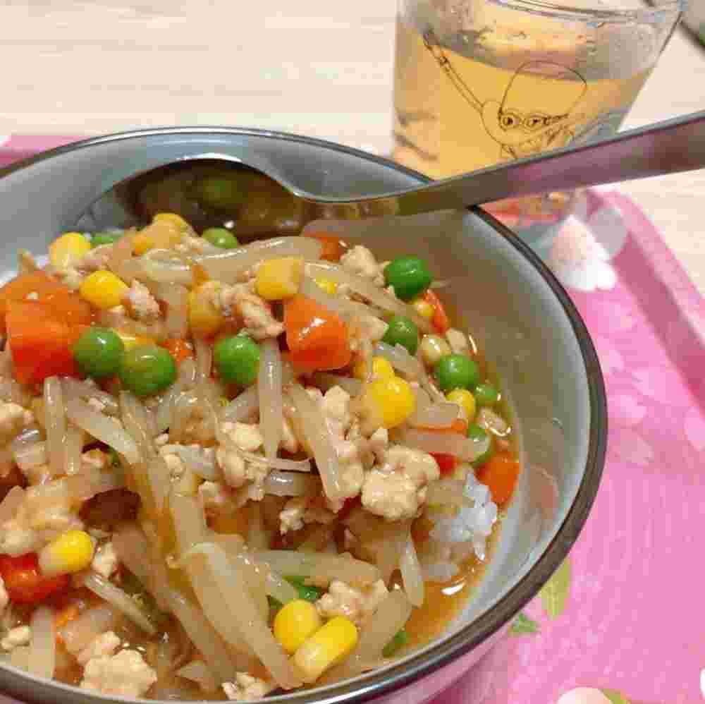 もやしとそぼろのあんかけ丼