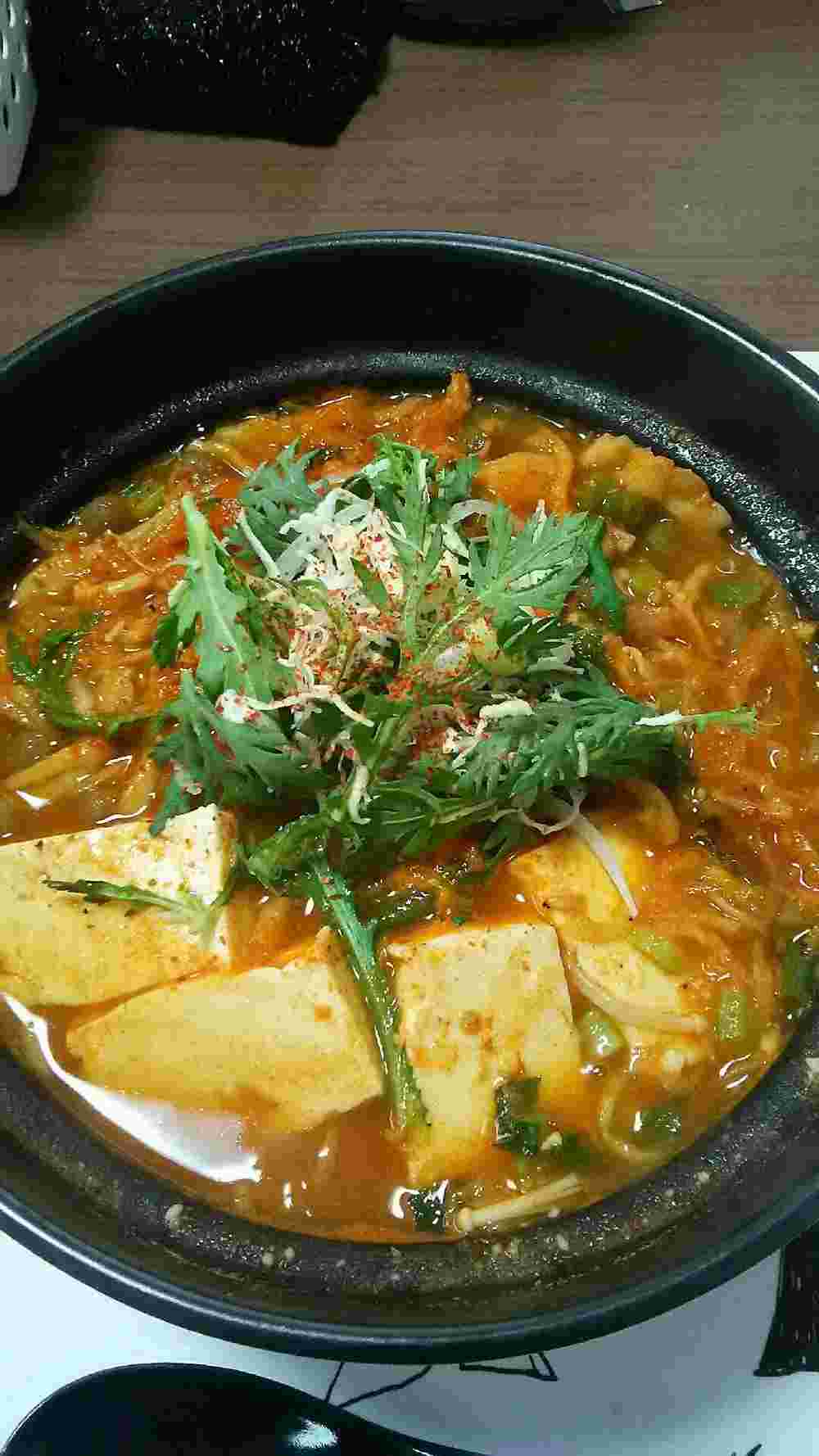 水菜ともやしのスンドゥブ風スープ