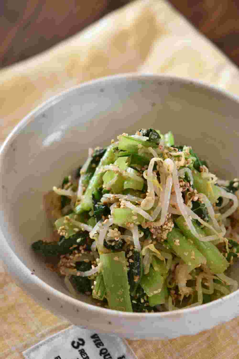 もやしと小松菜のごま和えの作り置き