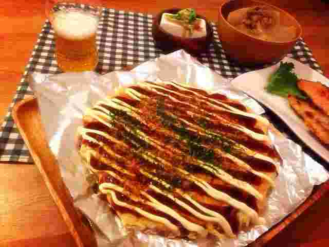 もやしと豆腐のお好み焼き