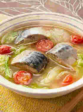 白菜とサバ缶の和風スープ