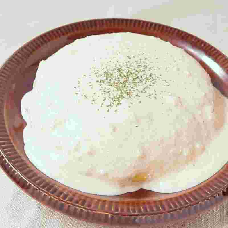 明太チーズクリームソースの海鮮お好み焼き