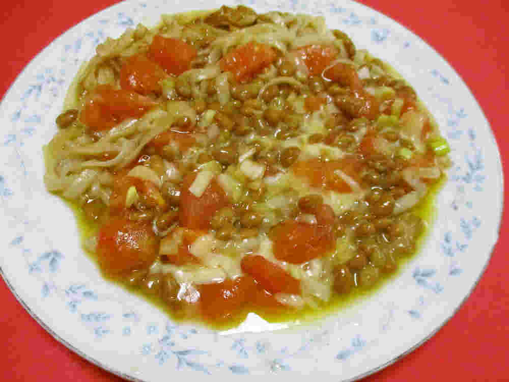 納豆入りそうめんピザ