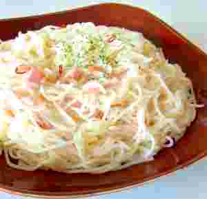 そうめんパスタのペペロンチーノ