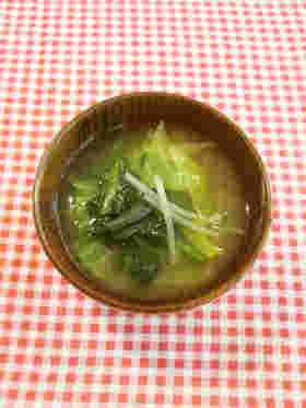 もやしと春野菜の味噌汁