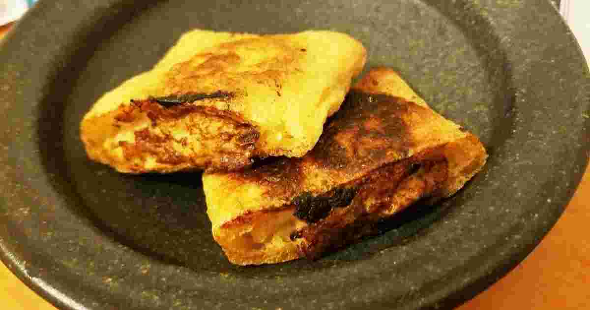 豆腐の餃子風油揚げ包み焼き