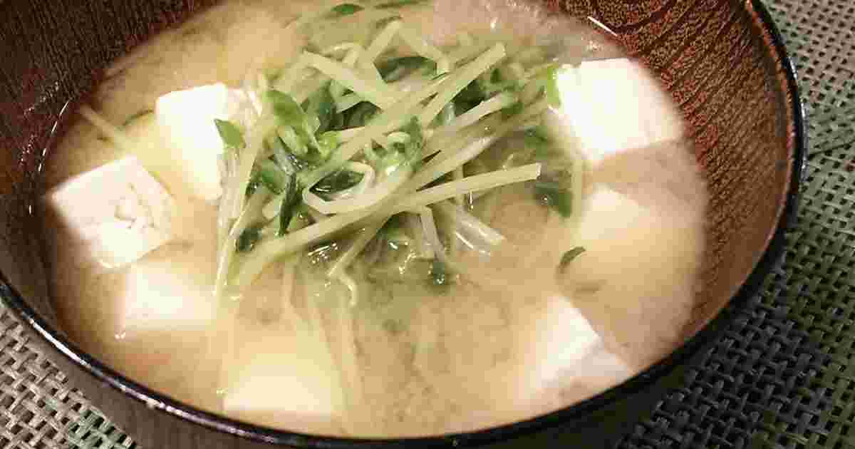豆苗とお豆腐のお味噌汁