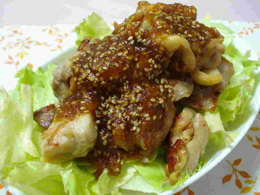 鶏塩焼きのオニオンソースがけ