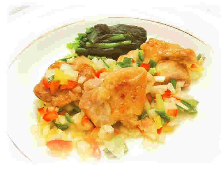 鶏の塩焼き彩野菜のビネガーソース