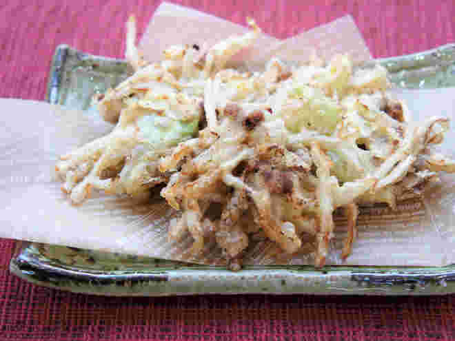 もやし納豆キャベツのかき揚げ